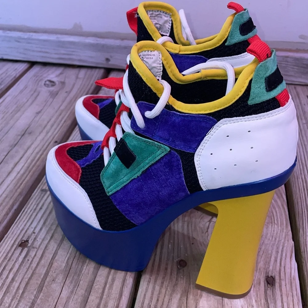 Anthony Wang Zucchini Colorblock Platform Sneaker Heels Size 7.5